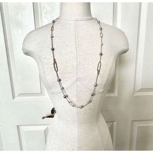 Alexis Bittar crystal link with glass pearl station necklace - Picture 1 of 12